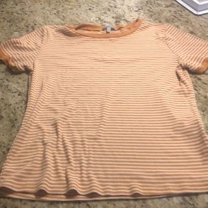 Short sleeve orange and white stripe top